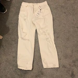 Zara white ripped jeans